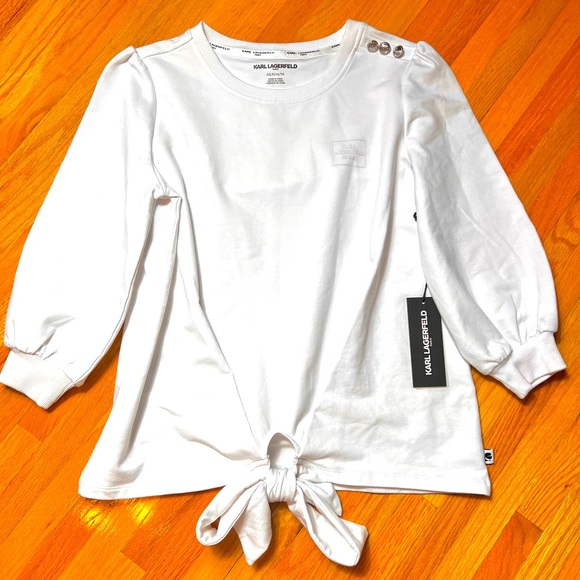 Karl Lagerfeld Paris Tops - BRAND NEW Karl Lagerfeld Paris White Signature Sweatshirt-XS-Excellent Condition